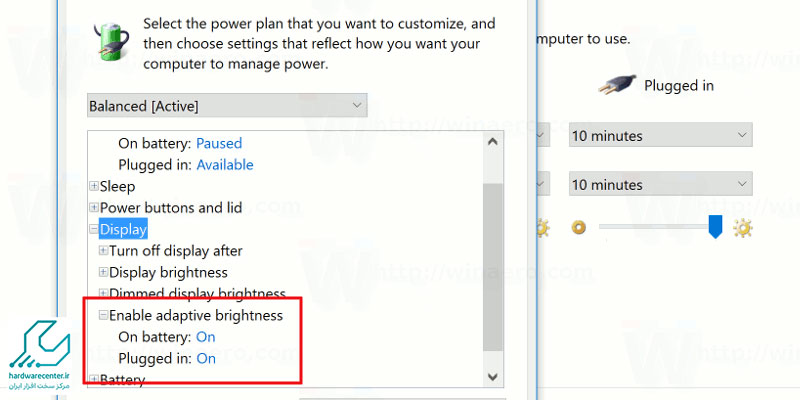 کم نور شدن صفحه لپ تاپ اچ پی به علت فعال بودن Adaptive Brightness یا سنسور نور محیط